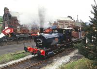 Barclay 0-4-0ST <I>Tiny</I> in action at the Dinting Railway Centre in May 1983 hauling brakevan trips for visitors. Sadly, the Dinting Centre closed down in 1991, although many of the former exhibits can now be seen on the KWVR.<br><br>[Peter Todd /05/1983]