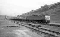 Brush Type 4 no D1970 takes train 1A18, the 10.10 Kings Cross - Edinburgh, north past Shankend box on 16 July 1967, the day after the derailment at Acklington on the ECML. [With thanks to John Robin]<br><br>[Robin Barbour Collection (Courtesy Bruce McCartney) 16/07/1967]