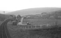 A photograph taken looking north from the now infilled bridge towards Kielder station in 1950 with the Border Counties line heading for Riccarton Junction. Opened in 1862, the station was renamed Kielder Forest in 1948.<br><br>[Frank Spaven Collection (Courtesy David Spaven) //1950]