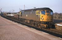 5321 on a Millerhill-bound freight from Inverness slows to a halt in Aviemore station in order to cross a Down passenger service in 1974.<br><br>[Frank Spaven Collection (Courtesy David Spaven) //1974]