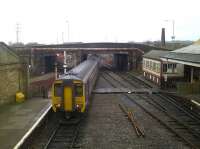 A Northern trains Whitehaven - Carlisle service departing Workington towards the temporary station at Workington North on 16 January 2010<br><br>[Brian Smith 16/01/2010]