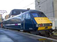 DVT 82201 at Platform 1 of Glasgow Central on 14th December 2009 waits at the head of the train forming the 1350 service to London Kings Cross in it's new East Coast Railway branding.<br><br>[Graham Morgan 14/12/2009]