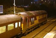 An evening locomotive-hauled Fife Circle commuter train at Dalgety Bay behind EWS 67030, returning to Edinburgh on 27 January 2010.<br>
<br><br>[Bill Roberton 27/01/2010]