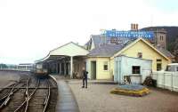 The photographer's son looks back anxiously at Ballater in the summer of 1965, wondering whether they are just going to catch the train by the skin of their teeth...  again! <br><br>[Frank Spaven Collection (Courtesy David Spaven) //1965]