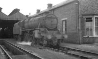 Black 5 no 45245 standing at the west end of Carstairs shed in August 1965.<br><br>[K A Gray 25/08/1965]