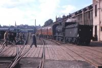 J35 0-6-0 no 64510 with the SLS <I>Edinburgh and Dalkeith Rail Tour</I> at St Leonard's goods yard on 25th August 1962 - 115 years after the end of regular passenger services! 64510 had propelled the train up from the branch junction at Duddingston on the 'Sub'.<br><br>[Frank Spaven Collection (Courtesy David Spaven) 25/08/1962]