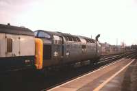 Deltic 55017 <I>The Durham Light Infantry</I> about to leave Newark Northgate on 6 February 1981.<br><br>[Peter Todd 06/02/1981]