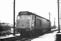 D433 stands in the shed yard at Polmadie in the winter of 1969/70 having arrived at Glasgow Central on the down Royal Scot (1S57).<br><br>[Bill Jamieson 16/11/1969]