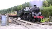 Standard class 4 4-6-0 no 75029 runs into Levisham with a Grosmont - Pickering train on 29 September 2009.<br><br>[Colin Miller 29/09/2009]