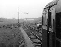 Fraserburgh on the last day, 5th October 1979. Loco 27020 waits patiently at the goods loading bank for the cue to return to Aberdeen and bring 114 years of railway history in the north-east to an end. <br><br>[John Williamson 05/10/1979]