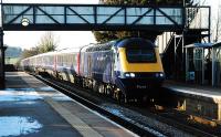 A London bound 125 draws to a halt at Ledbury station in January 2010. Ledbury is a passing loop on the single track section from Hereford to Malvern.<br><br>[Ewan Crawford 30/01/2010]