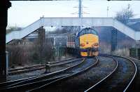 The Workington-Maryport shuttle heads north over Derwent Viaduct, the only bridge in Workington to survive the floods intact. The nearest roadbridge is just west of Cockermouth.<br><br>[Ewan Crawford 01/02/2010]