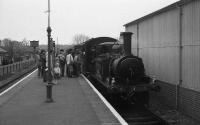 The preserved line on the Isle of Wight in May 1984 with 0-6-0T W8 'Freshwater' waiting to depart from Haven Street.<br><br>[John McIntyre /05/1984]