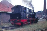 No 4 at Boekelo in August 1978. Located on the Burtspoorweg Museum Railway between Boekelo and Haarksbergen, northern Holland, close to the German border. [Locomotive 0-6-0wt, Hanomag 1925, Factory no 10431.]<br>
<br><br>[Peter Todd 12/08/1978]