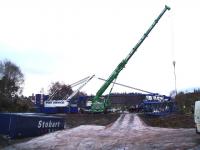 The 1000 tonne crane being assembled at Carrbridge on 11 February 2010 in preparation for the removal of derailed 66048, planned to take place within the next two days. [See news item]<br><br>[Gus Carnegie 11/02/2010]