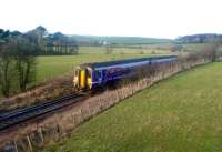 156446 forming a Glasgow Central - East Kilbride service on 11 February, photographed on the approach to Hairmyres Station.<br><br>[John Steven 11/02/2010]