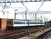 Metro Cammell diesel multiple units 101652 & 101657 depart from the south end of Carlisle Station on 24 August 1992.<br><br>[David Pesterfield 24/08/1992]