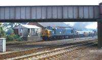 37119 passing Church Fenton in August 1980 with a freight heading towards York.<br><br>[Peter Todd 14/08/1980]