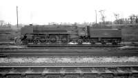 Britannia Pacific no 70035 <I>Rudyard Kipling</I> on the turntable at Kingmoor circa 1966.    <br><br>[Robin Barbour Collection (Courtesy Bruce McCartney) //]