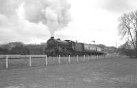 B1 no 61324 on its way back from  Jedburgh on 14 April 1963 with the SLS/BLS Scottish Rambler No 2 has just passed through Jedfoot station. <br>
<br><br>[K A Gray 14/04/1963]