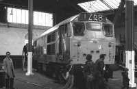 Scene inside the roundhouse at Barrow Hill during an open day on 22 September 1974.<br><br>[Bill Jamieson 22/09/1974]