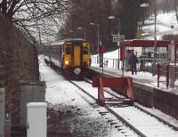 156494 pulls up at the buffers at snow covered Paisley Canal on a service from Glasgow Central. After a very short turnround the train was heading back along the branch to Glasgow.<br><br>[Mark Bartlett 25/02/2010]