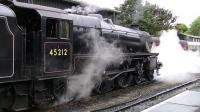 A Black 5 with cylinder cocks open, starts a train out of Pickering on 29 September 2009.<br><br>[Colin Miller 29/09/2009]