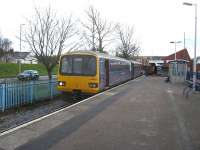 Pacer number 143603 waits departure from Exmouth with the 13.10 service to Barnstaple on Sunday 21st February 2010.<br><br>[Michael Gibb 21/02/2010]