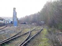 Perth holding sidings in February 2010. Pre-1968 these were the down carriage sidings and were through sidings. However with the closure of Perth Shed in 1968 buffer stops were put in midway, enabling the north end to become 'holders' nos 1-3. [See image 1569]. The wall separating the wash road and the 'holders' extended past the photographer. This was removed in 1984/5 as this wasn't part of the original station and therefore not listed. At the same time there was some rationalisation of track and signalling with the down passenger loop (between the wash road and platform 7) being removed. The crossovers and signals midway along 7 were also removed. To the right is the solum of the station avoiding lines, a double line that ran from the Edinburgh Road to Crieff Road Bridge. These were removed  around 1970. Perth HS gradually fell out of use with the run-down of loco work and are now clamped oou. <br>
<br><br>[Gary Straiton 27/02/2010]