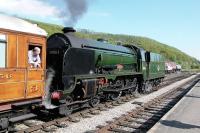 30926 <I>Repton</I> leaves Levisham bound for Pickering in May 2004.<br>
<br><br>[Colin Miller /05/2004]