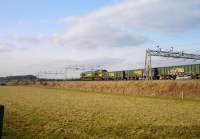 Freightliner 66624 heads north, with empty high capacity open bogie wagons, shortly after passing Rugeley on 2 March 2010. Less than four months later it was exported to work for Freightliner in Poland.<br><br>[David Pesterfield 02/03/2010]