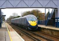 A Hitachi Class 395 <I>Javelin</I> EMU passes Minster station on 6 March 2010 with one of the hourly London St Pancras to Margate services via Stratford Intl, Ebbsfleet Intl, Ashford Intl (all on HS1), Canterbury West and Ramsgate.<br><br>[John McIntyre 06/03/2010]