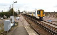 Looking east with 375613 entering Minster station on a Ramsgate to London Charing Cross service on 6 March 2010. On the right is the south western side of the triangle with the line to Deal.<br>
<br><br>[John McIntyre 06/03/2010]