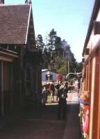 Token exchange at Brodie, Morayshire, in August 1965 as the ex-HR<I> Jones Goods</I> 4-6-0 no 103 heads back to Inverness. The trip was one of the daily shuttle services operated by no 103 together with the two Caley coaches  between Inverness and Forres as part of the HR Centenary celebrations from 24 - 27 August that year.<br>
<br><br>[Frank Spaven Collection (Courtesy David Spaven) /08/1965]