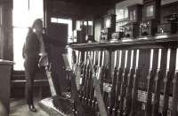 The railwayman who inspired the photographer's life-long interest in railways - Signalman John Mack in command of Innerwick box in August 1931.<br><br>[Frank Spaven Collection (Courtesy David Spaven) //1931]