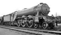 A3 60044 <I>Melton</I> stands on Doncaster shed in the 1960s.<br><br>[K A Gray //]