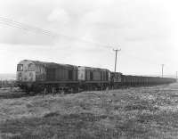 20078 + 20063 with coal from Polkemmet Colliery bound for Ravenscraig Steelworks crossing Polkemmet Moor on 26May 1982. [see image 25094]<br>
<br><br>[Bill Roberton 26/05/1982]