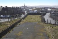 Trackbed of the line to the original Glasgow, Paisley, Kilmarnock and Ayr Railway terminus at North Quay, Ayr, opened on 12 August 1840. Photographed in March 2010. (Information from the article 'Resorts for Railfans' in the January 1961 edition of Trains Illustrated, by G.H. Robin).<br>
<br><br>[Bill Roberton 19/03/2010]