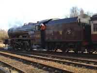 Ex-LMS 6201 <I>Princess Elizabeth</I> arriving at<br>
Thornton Depot after working a special to Edinburgh on 1 April 2010.<br><br>[Brian Forbes 01/04/2010]