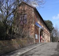 The imposing approach to Pollokshaws West, a station which, at platform level, is quite unimposing.<br><br>[David Panton 17/03/2010]