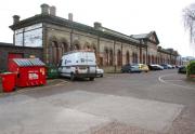 Looking at the north side of Warrington Central station from the station forecourt on 3 March 2010. Most of the building is now used by YMCA Training and station passenger facilities are now located at the west end at street level below the tracks. [See image 28060]  <br>
<br><br>[John McIntyre 03/03/2010]