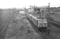 A general view of Wath shed looking west during the afternoon of Monday 17th August 1970. The three EM1 (class 76) electric locomotives are E26006/34/48.<br>
<br><br>[Bill Jamieson 17/08/1970]