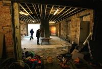 Work in progress inside the former station building at Sanquhar on 5 February 2010. View is north from what will eventually become a bathroom. [See image 28529]<br>
<br><br>[Peter Rushton 05/02/2010]