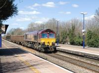 EWS 66037 takes a freight through Cholsey on 4 April 2010<br><br>[Peter Todd 04/04/2010]