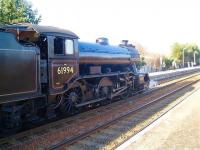 Gresley K4 2-6-0 no 61994 <I>The Great Marquess</I> takes on water at Kingussie on its way north on 11 April 2010. The locomotive was scheduled to take a <I>Great Britain III</I> excursion out of Inverness the following morning on a day trip to Kyle of Lochalsh.<br>
<br><br>[Gus Carnegie 11/04/2010]