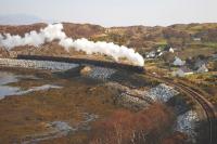 K4 61994 <I>The Great Marquess</I> rounds the curve at Erbusaig near Kyle of Lochalsh with <I>The Great Britain III</I> on 12 April.<br><br>[John Gray 12/04/2010]