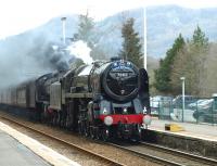 70013 'Oliver Cromwell' pilots 61994 'The Great Marquess' through<br>
Dunkeld with 'The Great Britain III' on 13 April 2010 heading for Perth.<br><br>[Brian Forbes 13/04/2010]