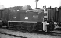 Barclay 0-4-0 shunter no 2423 appears to be have recently returned from a visit to the paint shop. Photographed on shed at Ferryhill on 23 April 1973.<br>
<br><br>[John McIntyre 23/04/1973]