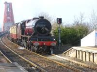 6201 <I>Princess Elizabeth</I> comes off the Bridge on 13 April around 20 minutes ahead of the <I>The Great Britain III</I> moving south in preparation for hauling the special from Edinburgh to York the following morning.<br><br>[Mark Poustie 13/04/2010]