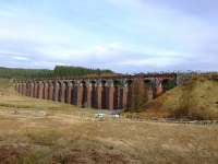 The Big Water of Fleet Viaduct in the evening sun on 9 April 2010. The original granite piers were reinforced with brick outer casings and the arches with old rails between 1927 and 1945 to enable the viaduct to cope with increasingly heavy trains.<br><br>[John Gray 09/04/2010]